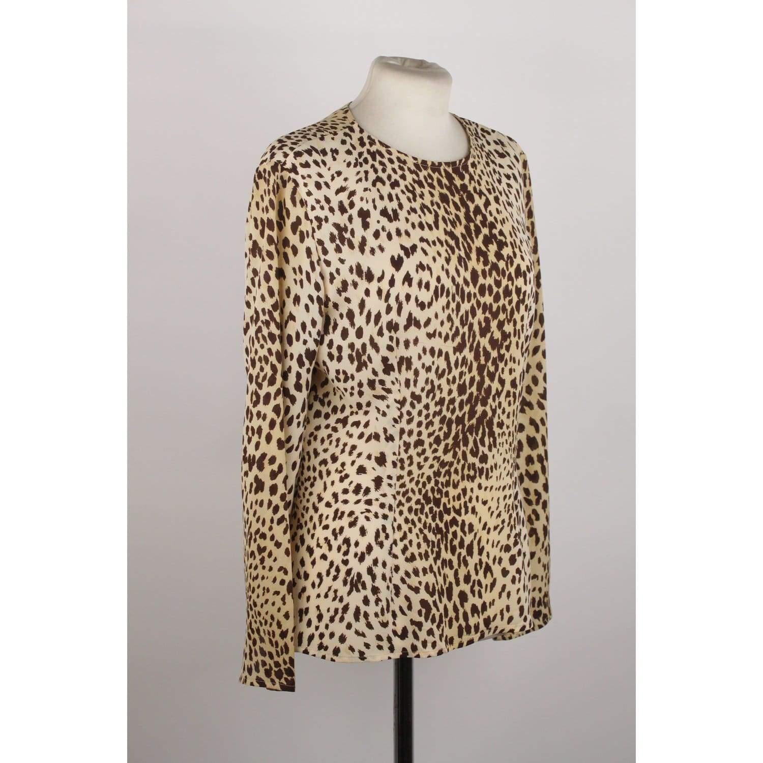 Brown Valentino Leopard Print Silk Fabric Blouse Size 6