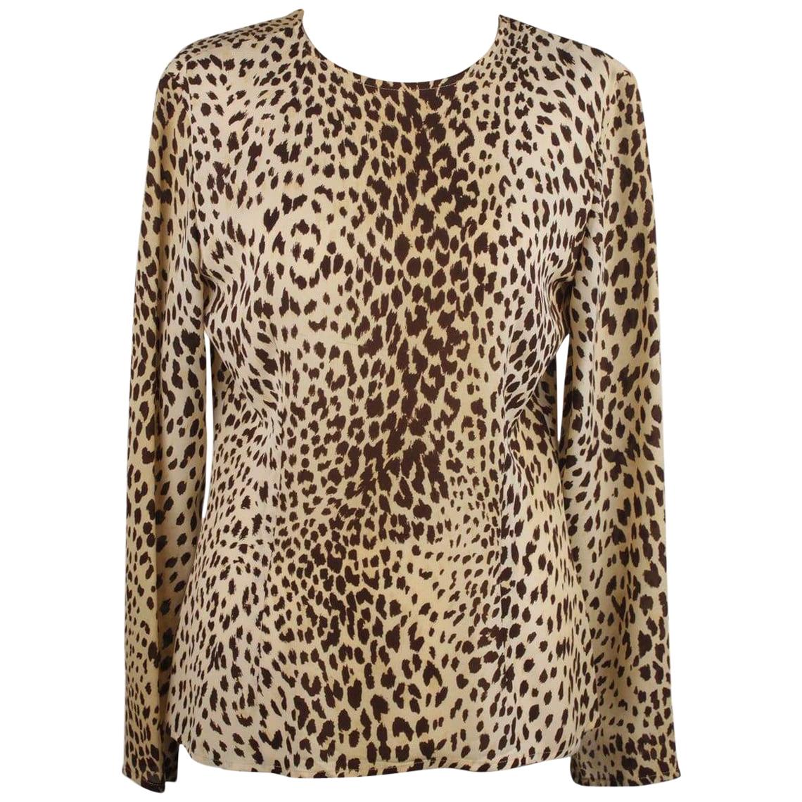 Valentino Leopard Print Silk Fabric Blouse Size 6