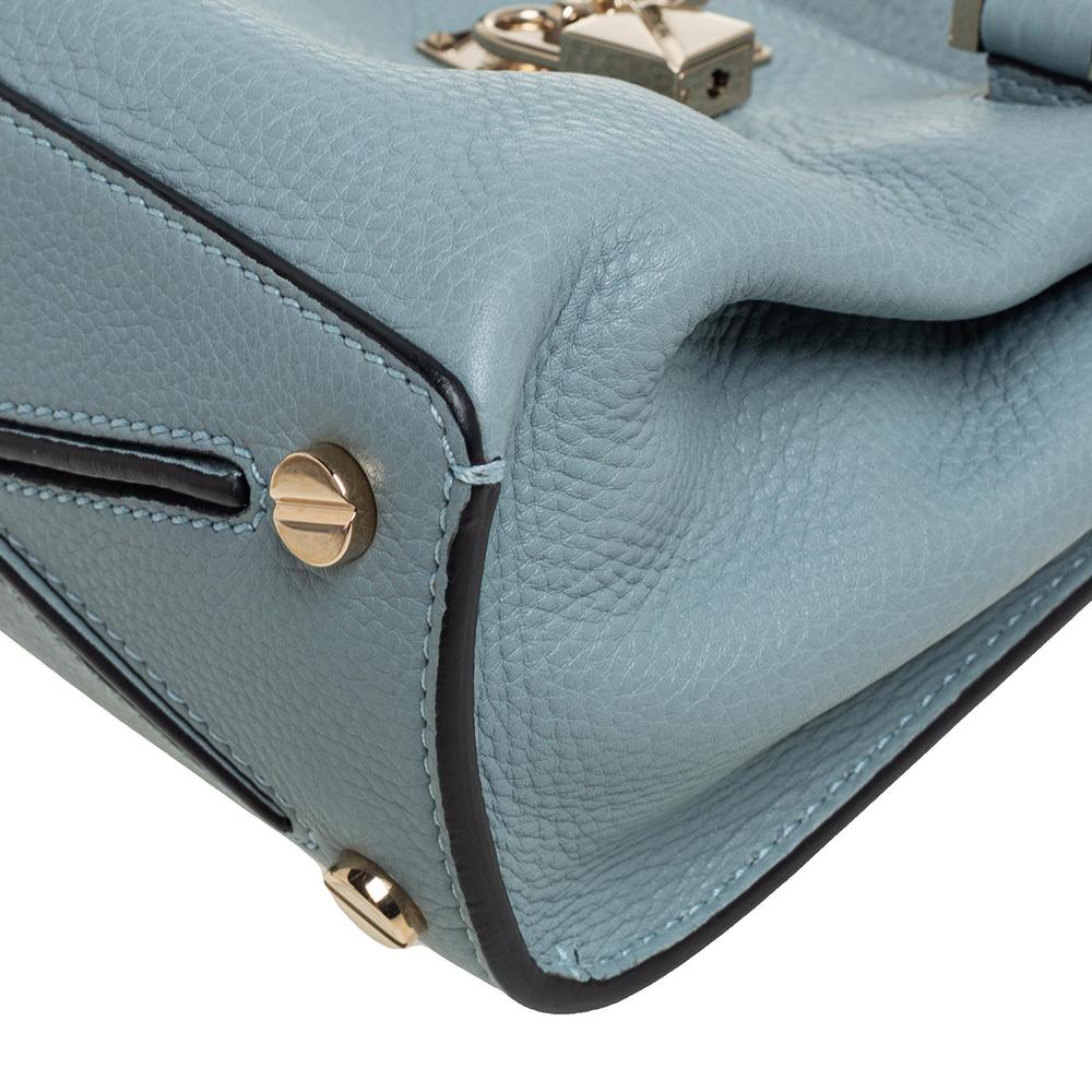 Valentino Light Blue Leather Joylock Top Handle Bag 5