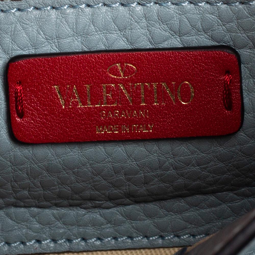 Valentino Light Blue Leather Joylock Top Handle Bag In Good Condition In Dubai, Al Qouz 2