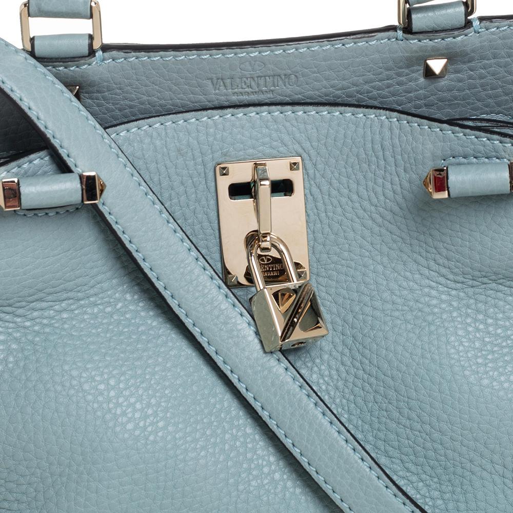 Valentino Light Blue Leather Joylock Top Handle Bag 1