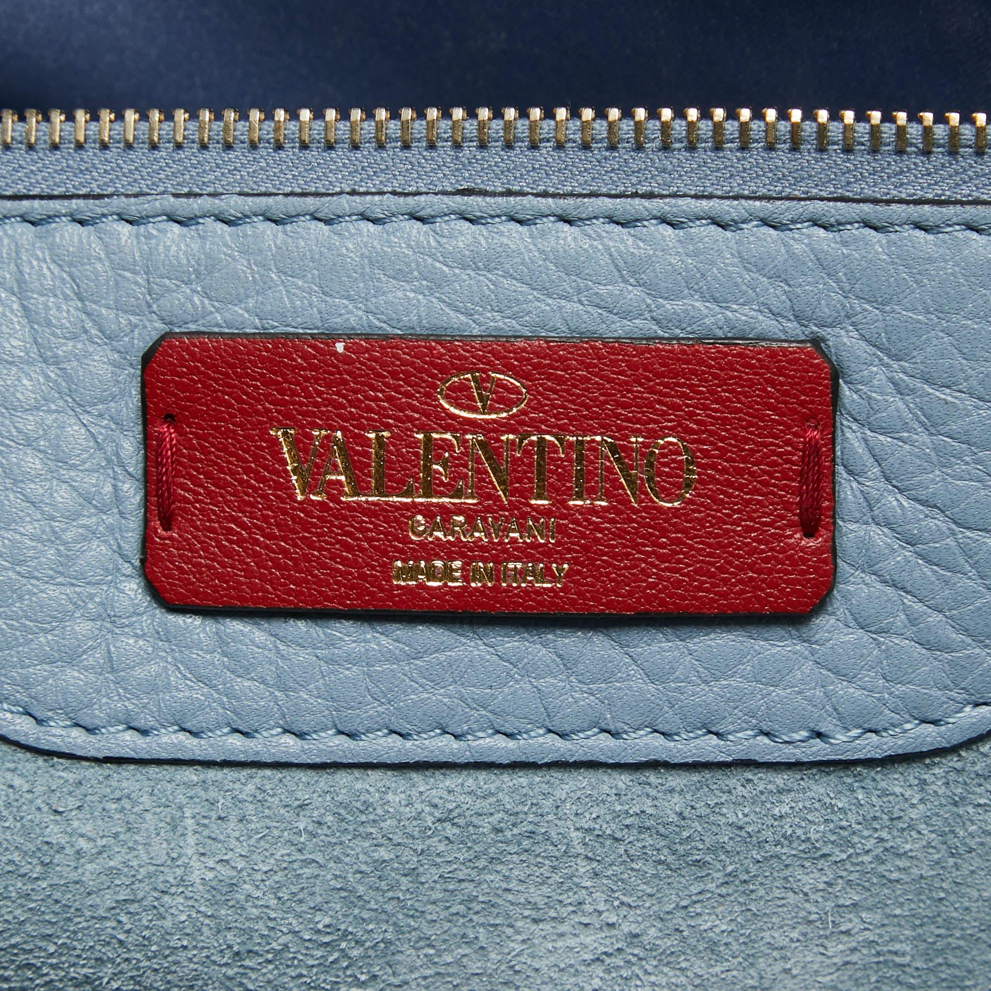 Valentino Light Blue Leather Rockstud Tote 10