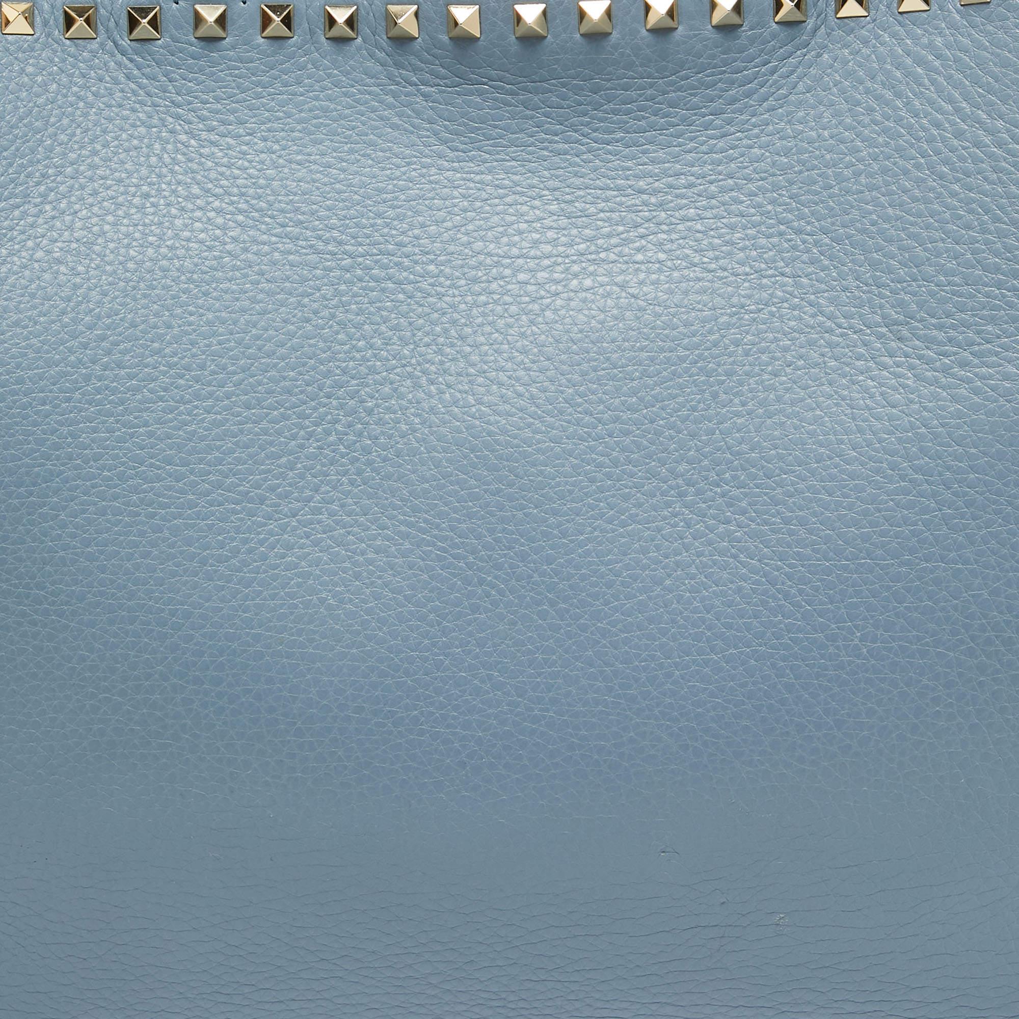 Valentino Light Blue Leather Rockstud Tote 2