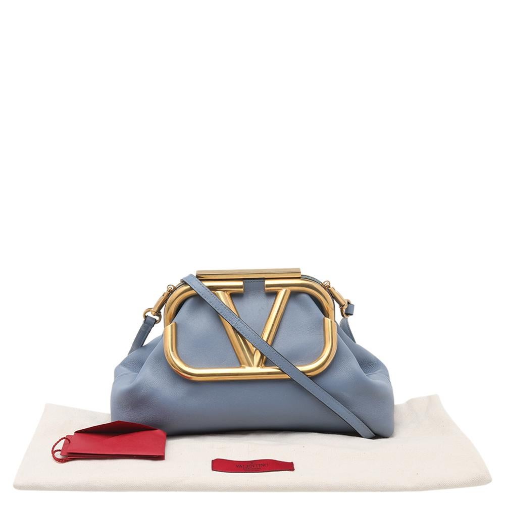 Valentino Light Blue Leather Small Supervee Clutch 5