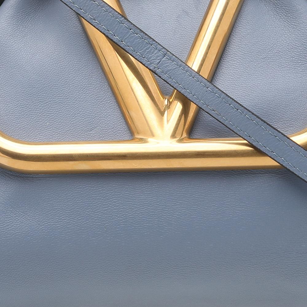 Valentino Light Blue Leather Small Supervee Clutch 1