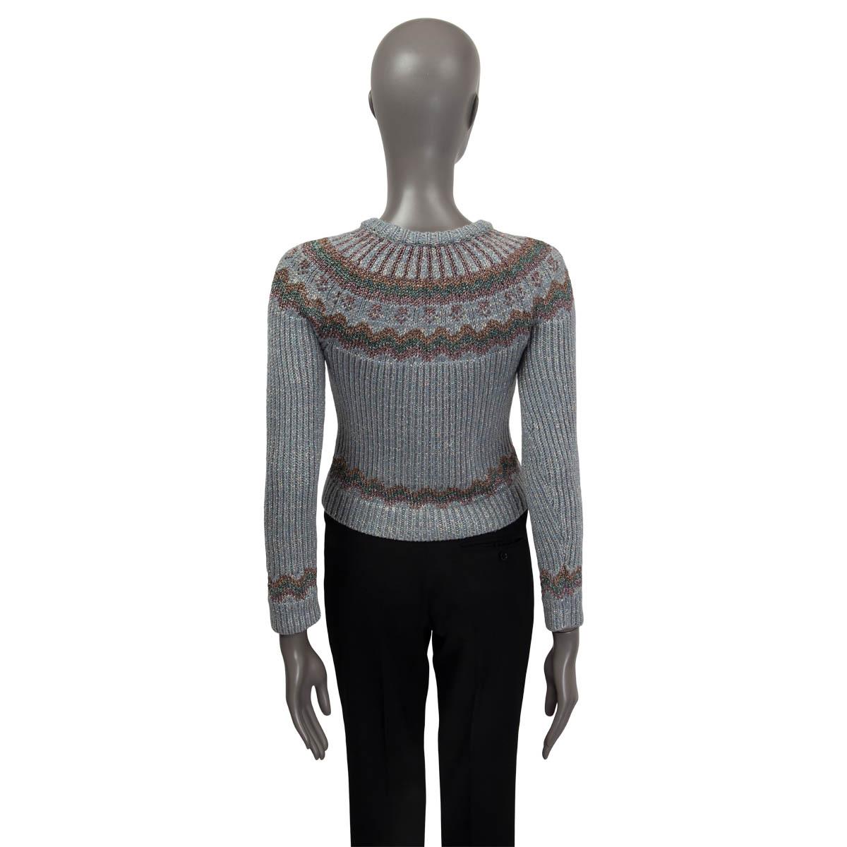 Black VALENTINO light blue wool blend LUREX FAIR ISLE Sweater XS