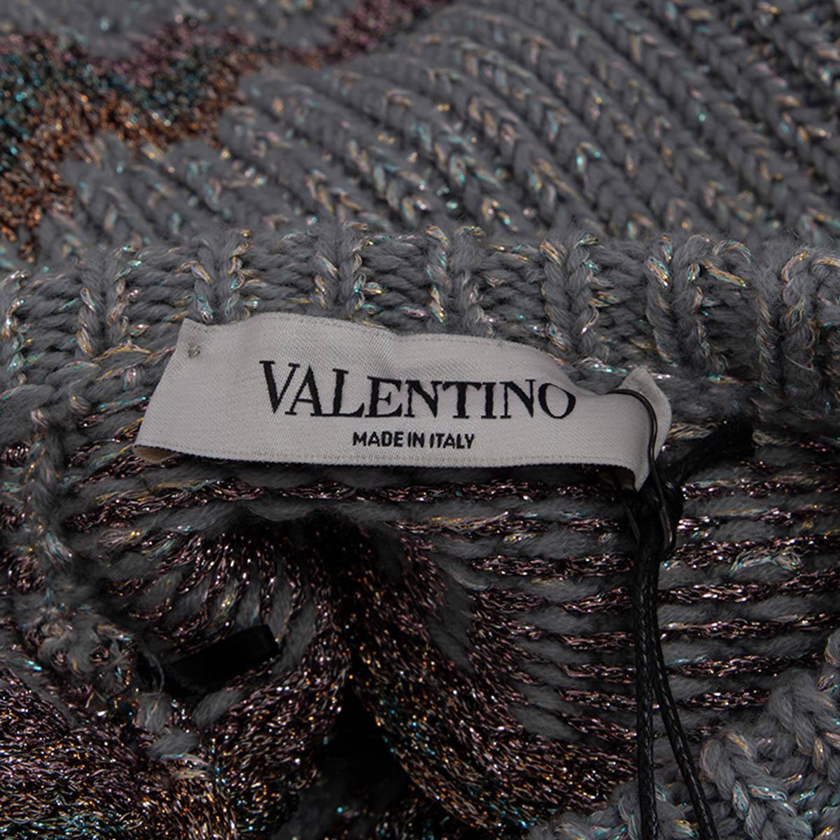 Women's VALENTINO light blue wool blend LUREX FAIR ISLE Sweater XS