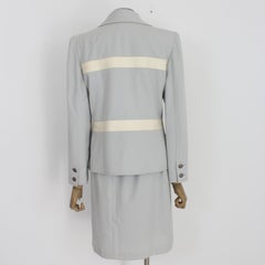 Valentino Light Blue Wool Skirt Suit 1990s