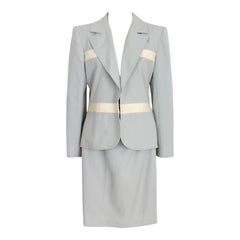 Valentino Light Blue Wool Skirt Suit 1990