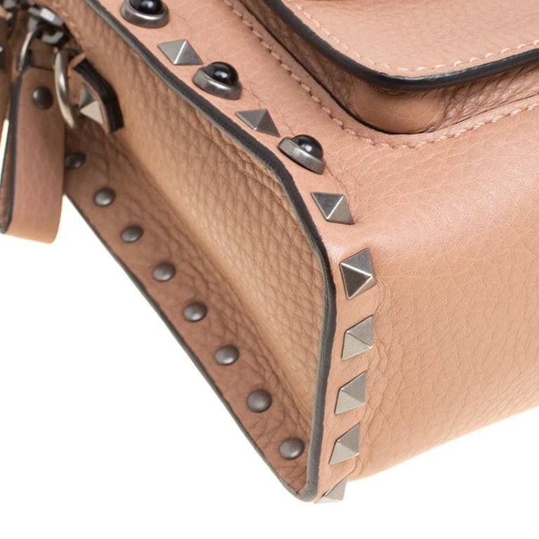 Valentino Light Brown Leather Guitar Straps Rolling Rockstud Shoulder