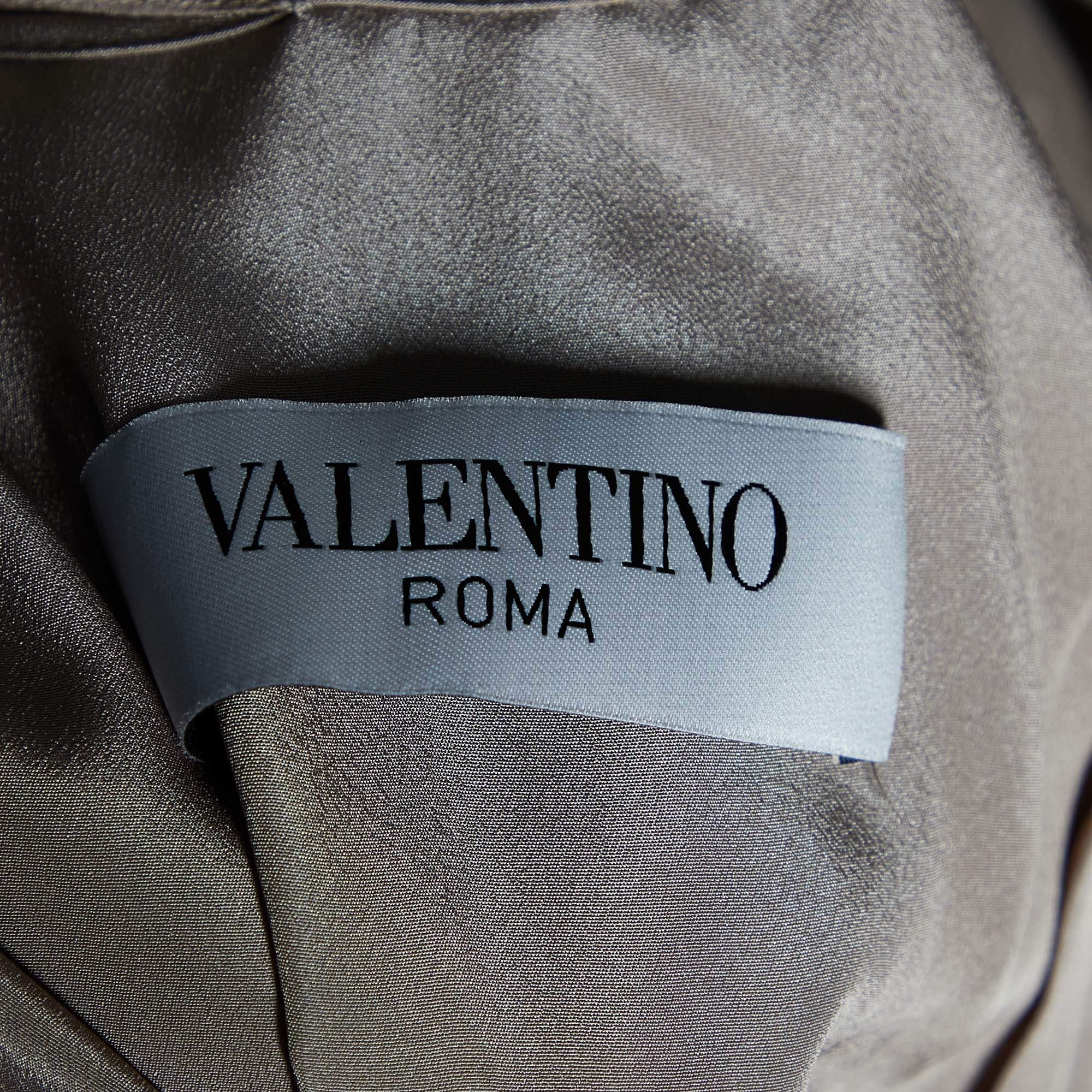 Valentino Light Brown Silk Chiffon Belted Maxi Dress M 1