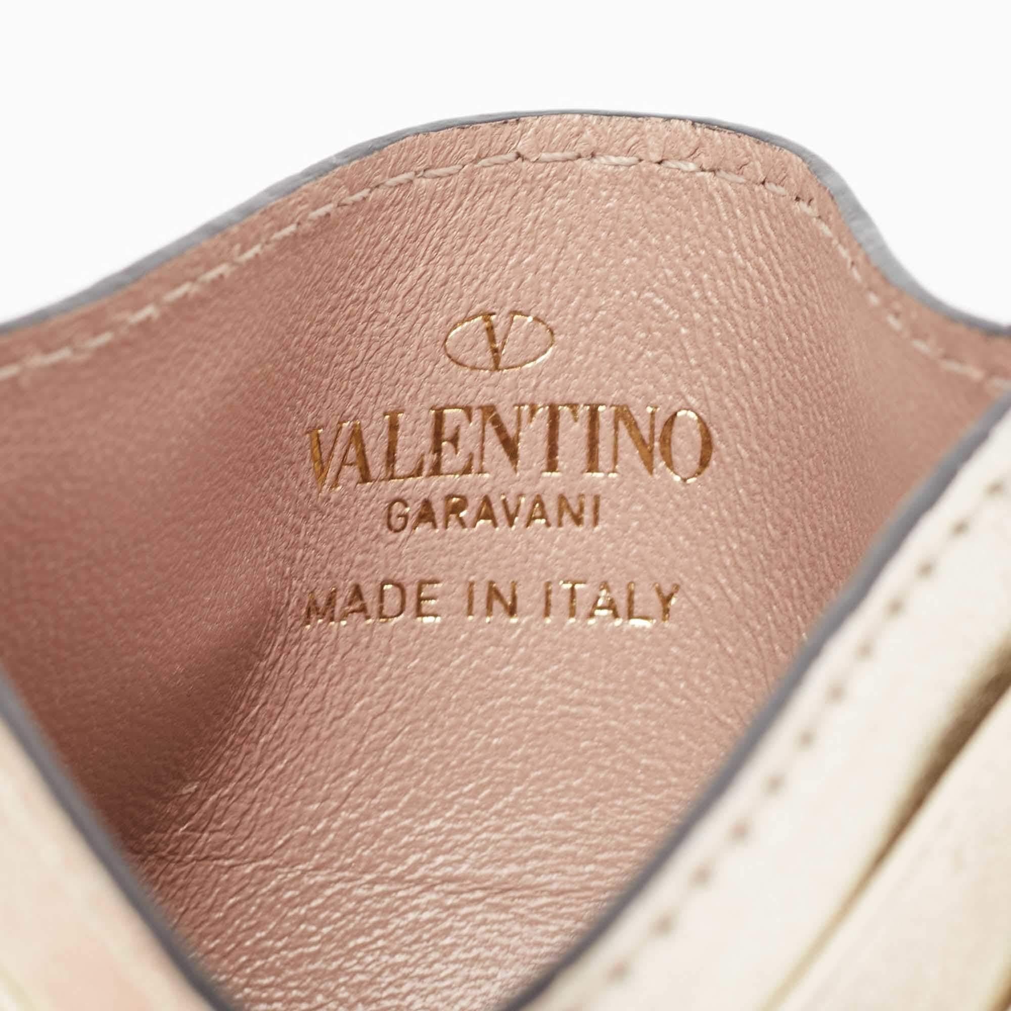Valentino Light Gold Leder Rockstud Kartenetui Damen
