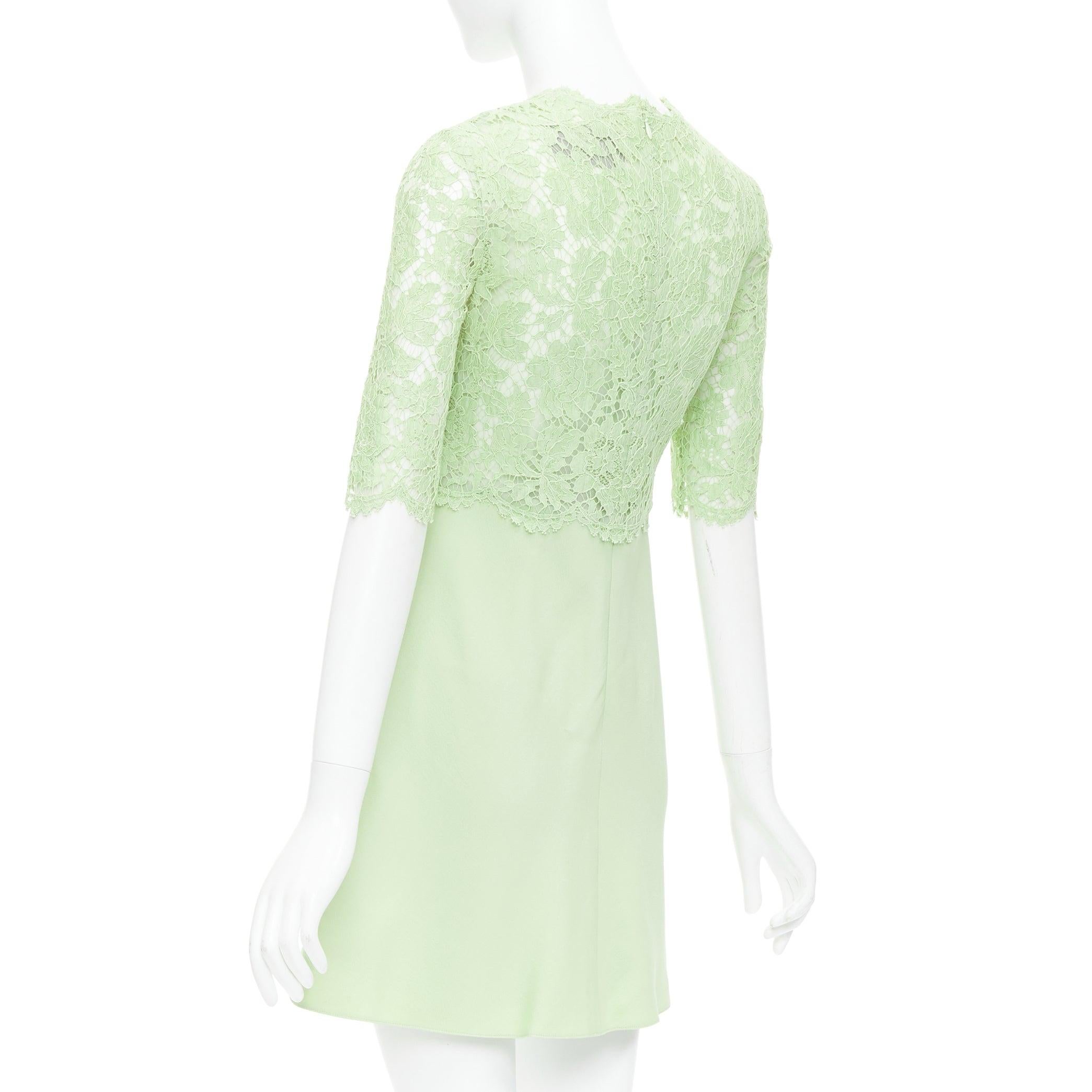 VALENTINO light green cotton blend lace bodice A line dress IT38 XS For Sale 2