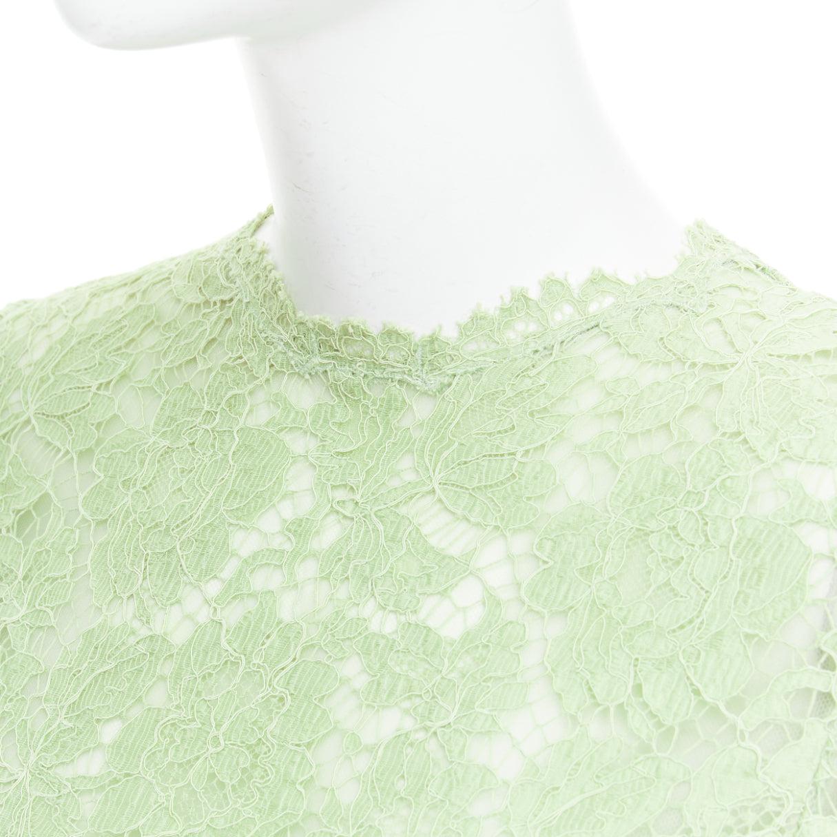 VALENTINO light green cotton blend lace bodice A line dress IT38 XS For Sale 3
