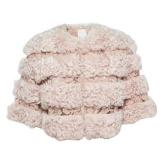 Valentino Light Pink Fur & Lace Short Sleeve Crop Jacket S