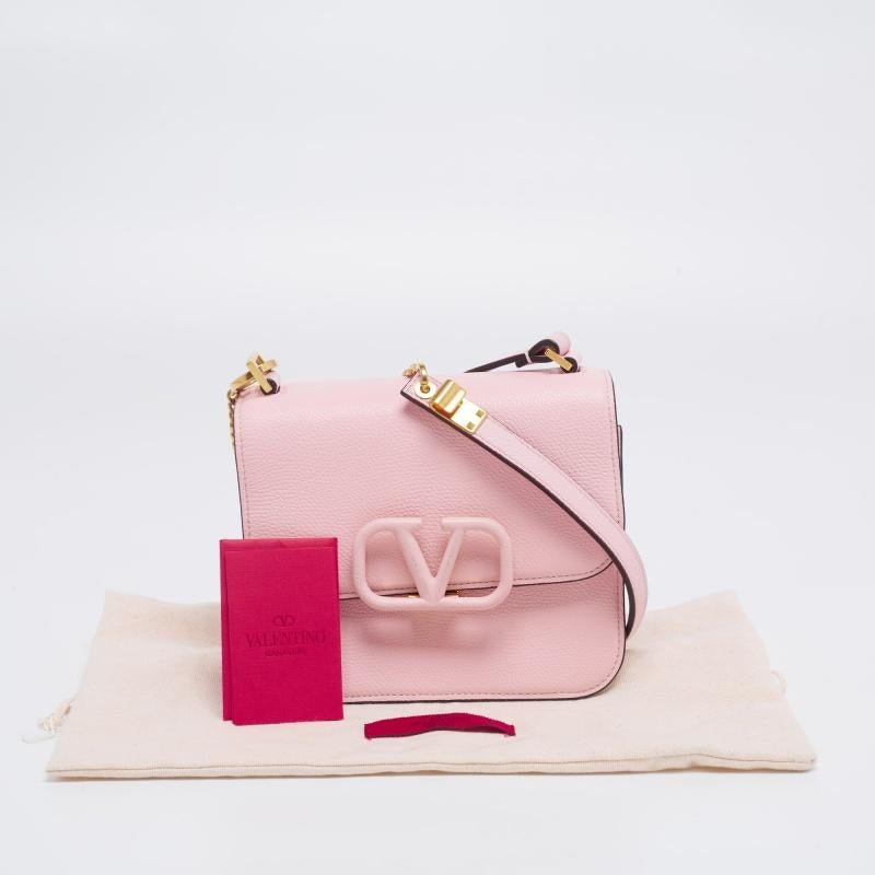 Valentino Light Pink Grained Leather Small VSling Shoulder Bag 8