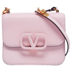Valentino Light Pink Grained Leather Small VSling Shoulder Bag