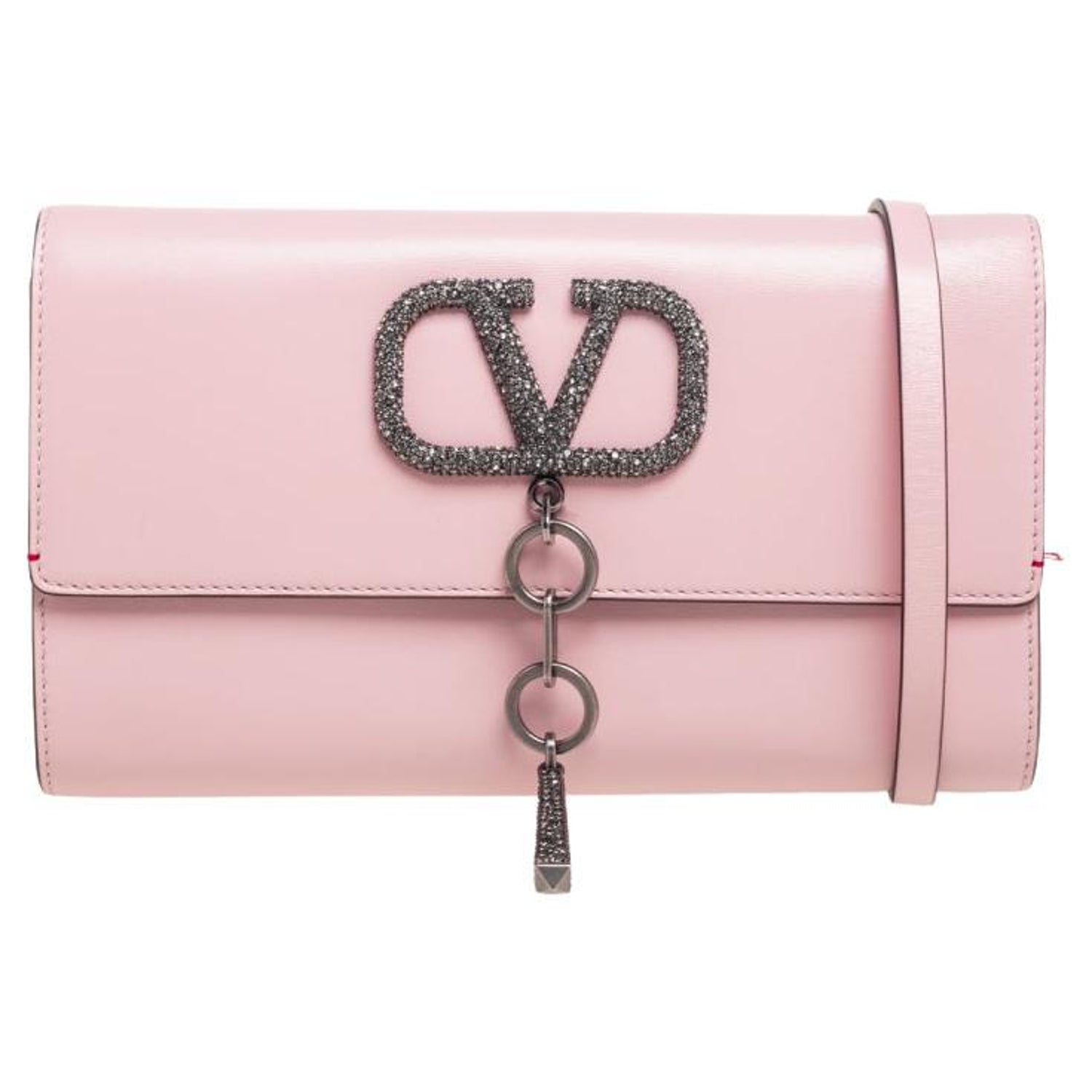 Valentino Light Pink Leather Vcase Crystals Clutch Bag For Sale at 1stDibs | valentino crystal bag, valentino pink crystal bag, pink valentino bag