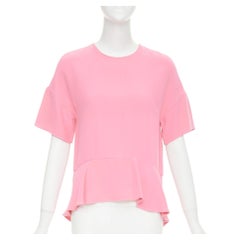VALENTINO light silk crepe short sleeve flared dropped waist peplum blouse IT40