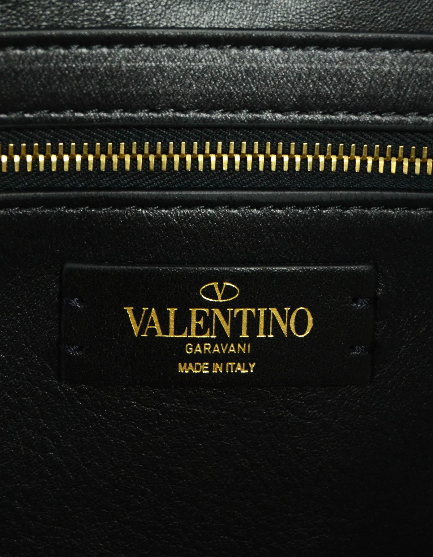 Women's Valentino LIKE NEW Black Leather Roman Stud Quilted Leather Tote Bag rt $4, 750