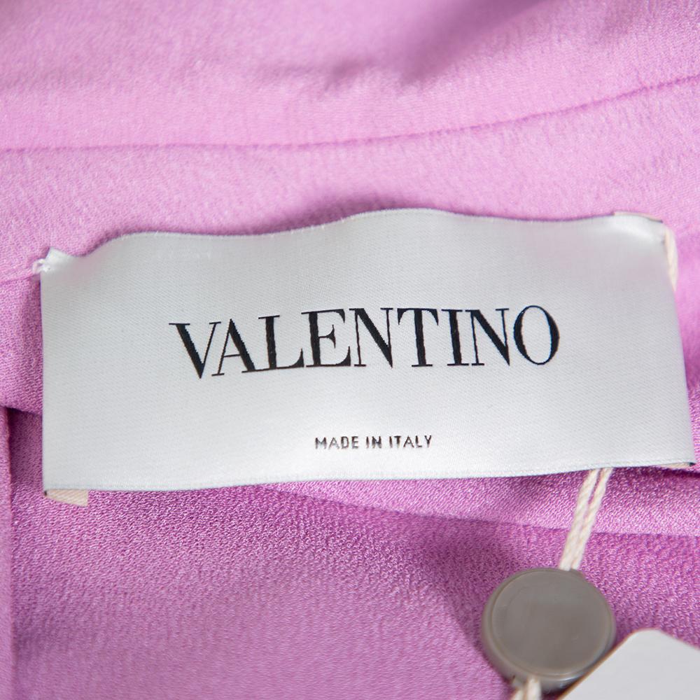 Valentino Lilac Silk Crepe Collared Maxi Dress M 1