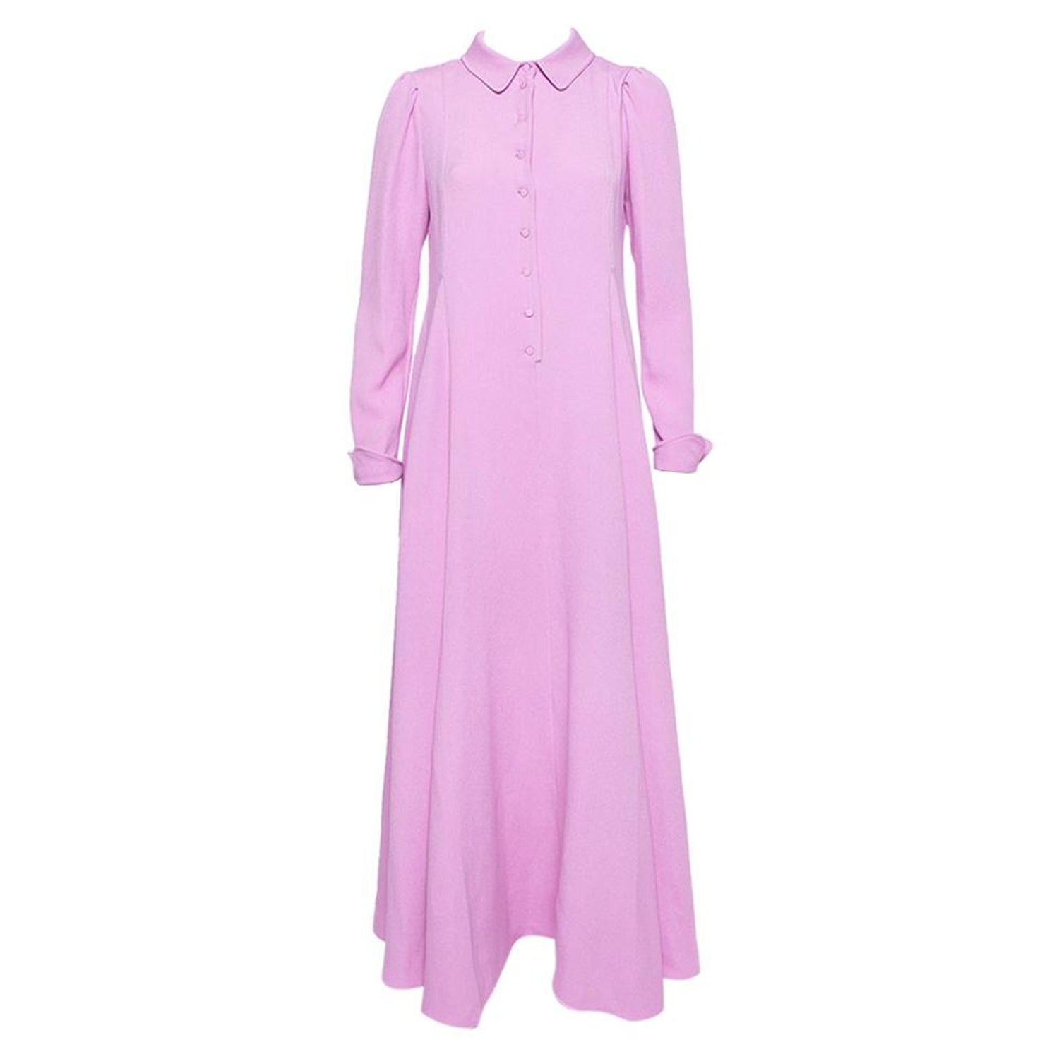Valentino Lilac Silk Crepe Collared Maxi Dress M For Sale at 1stDibs