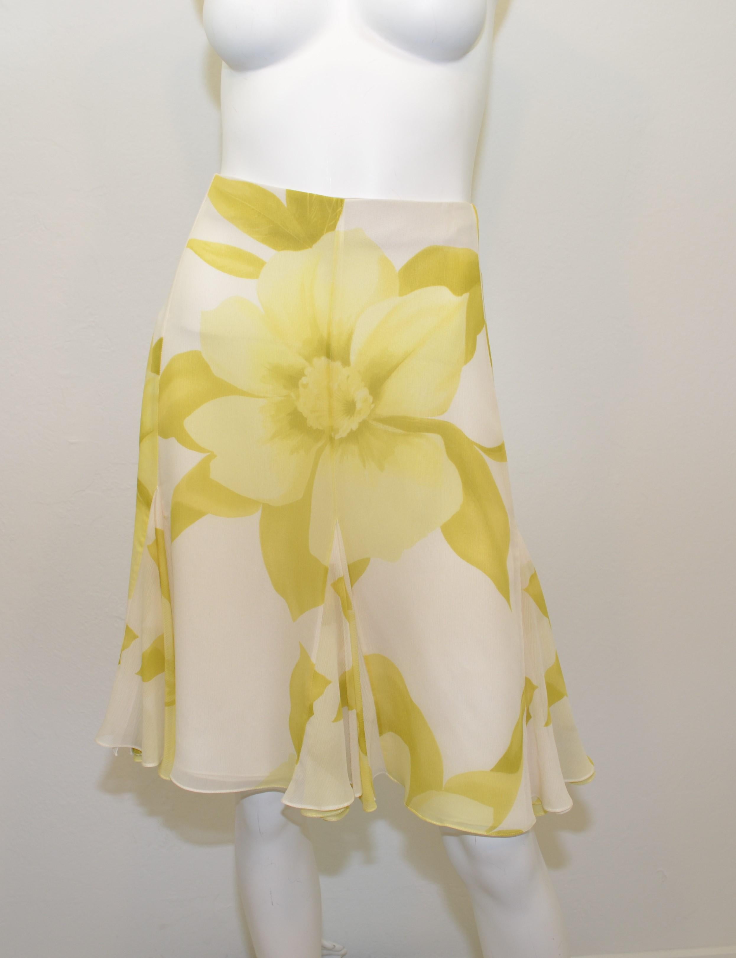 Women's Valentino Lime Green Chiffon Skirt with Camisole Top