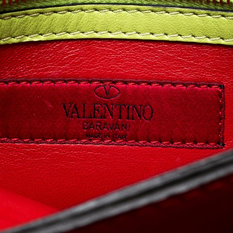 Women's Valentino Lime Green Leather Rockstud Wristlet Clutch