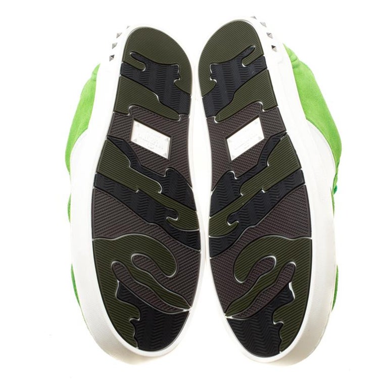 Valentino Lime Green Suede Fly Crew Low Top Sneakers Size 42 For Sale at 1stdibs