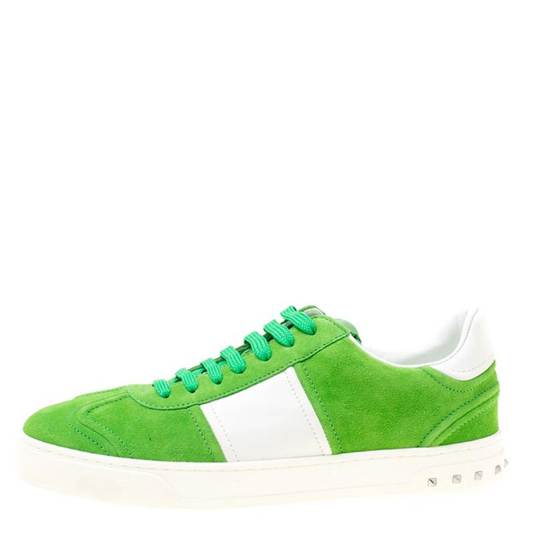 Valentino Lime Green Suede Fly Crew Low Top Sneakers Size 42 For Sale ...