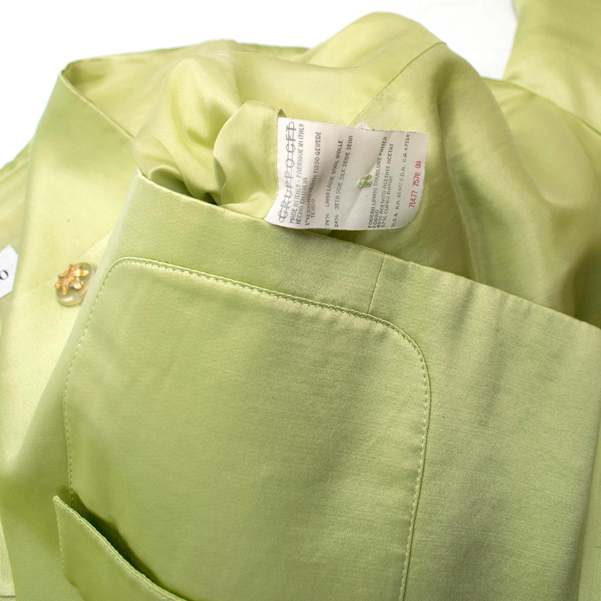 Valentino Lime Green Wool & Silk-blend Blazer US 8 For Sale 5
