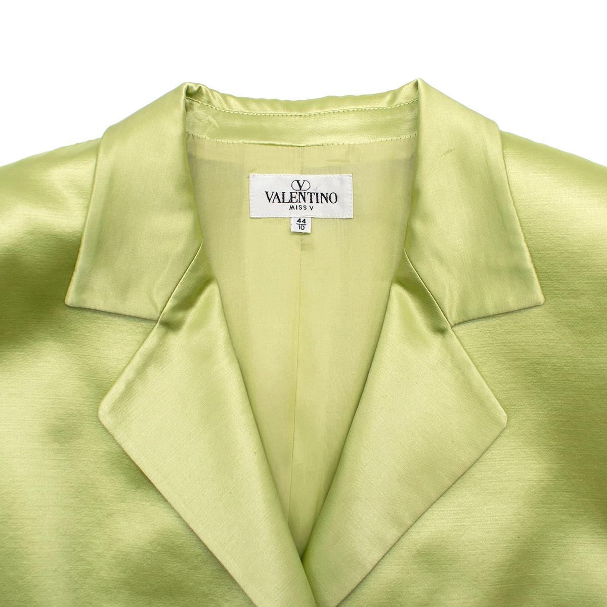 Women's or Men's Valentino Lime Green Wool & Silk-blend Blazer US 8 For Sale