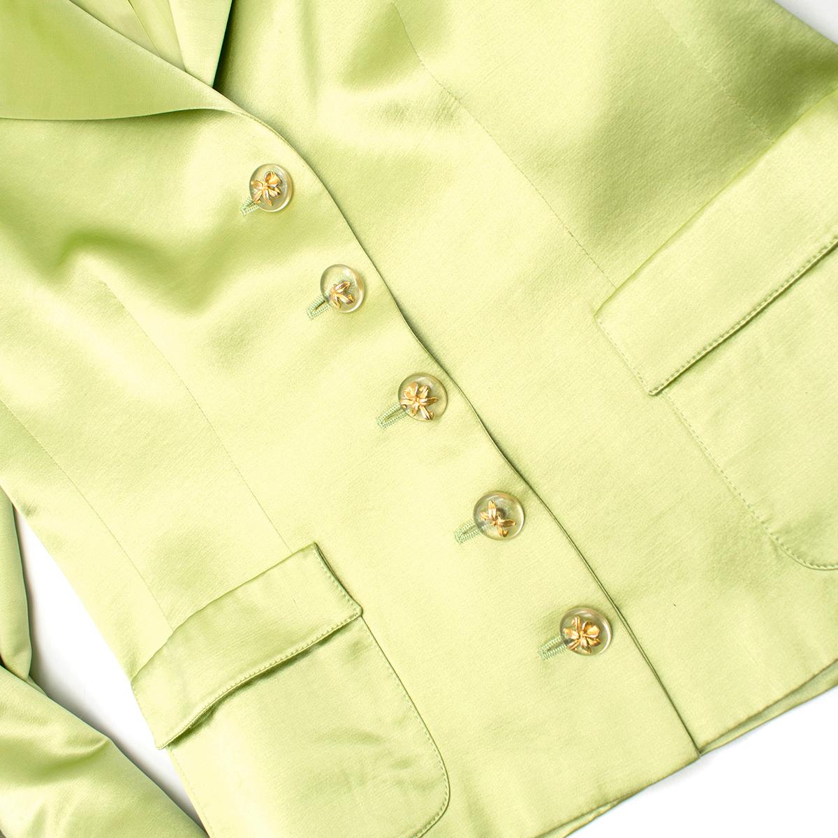 Valentino Lime Green Wool & Silk-blend Blazer US 8 For Sale 2