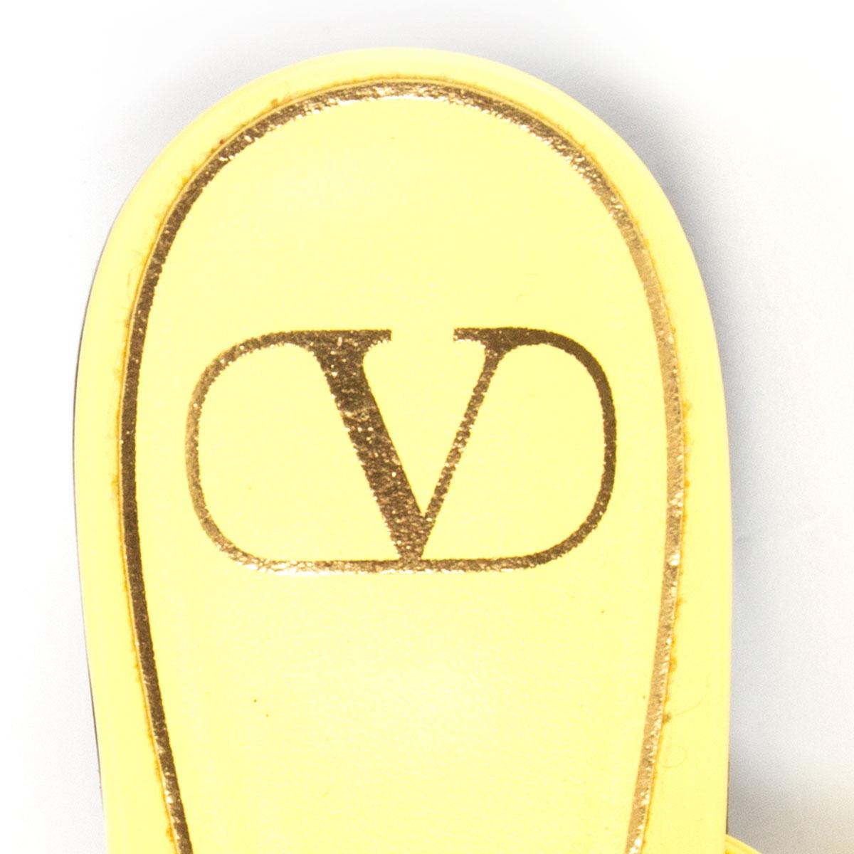 VALENTINO Lime Sorbet yellow leather ROMAN STUD Ballet Flats Shoes 38 1