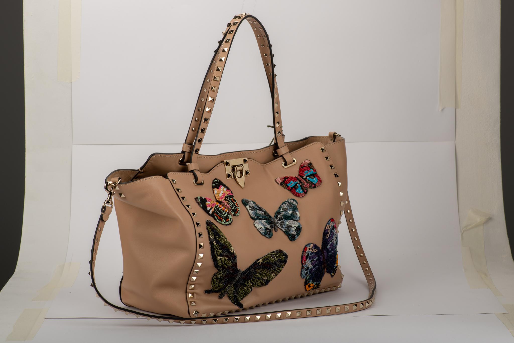 Valentino rockstud butterfly limited edition shoulder tote. Brand new from 2017 Pre-Fall collection. Shoulder drop 16.5