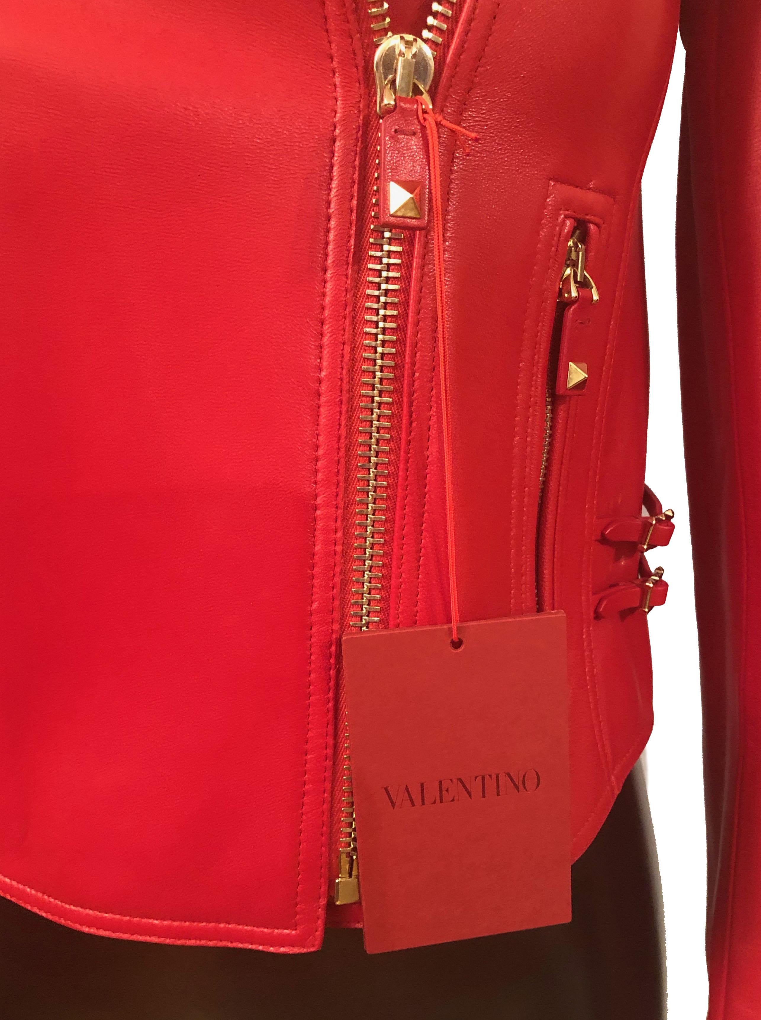 Red Valentino Limited Edition Rouge Absolute Signature Leather Biker Jacket 