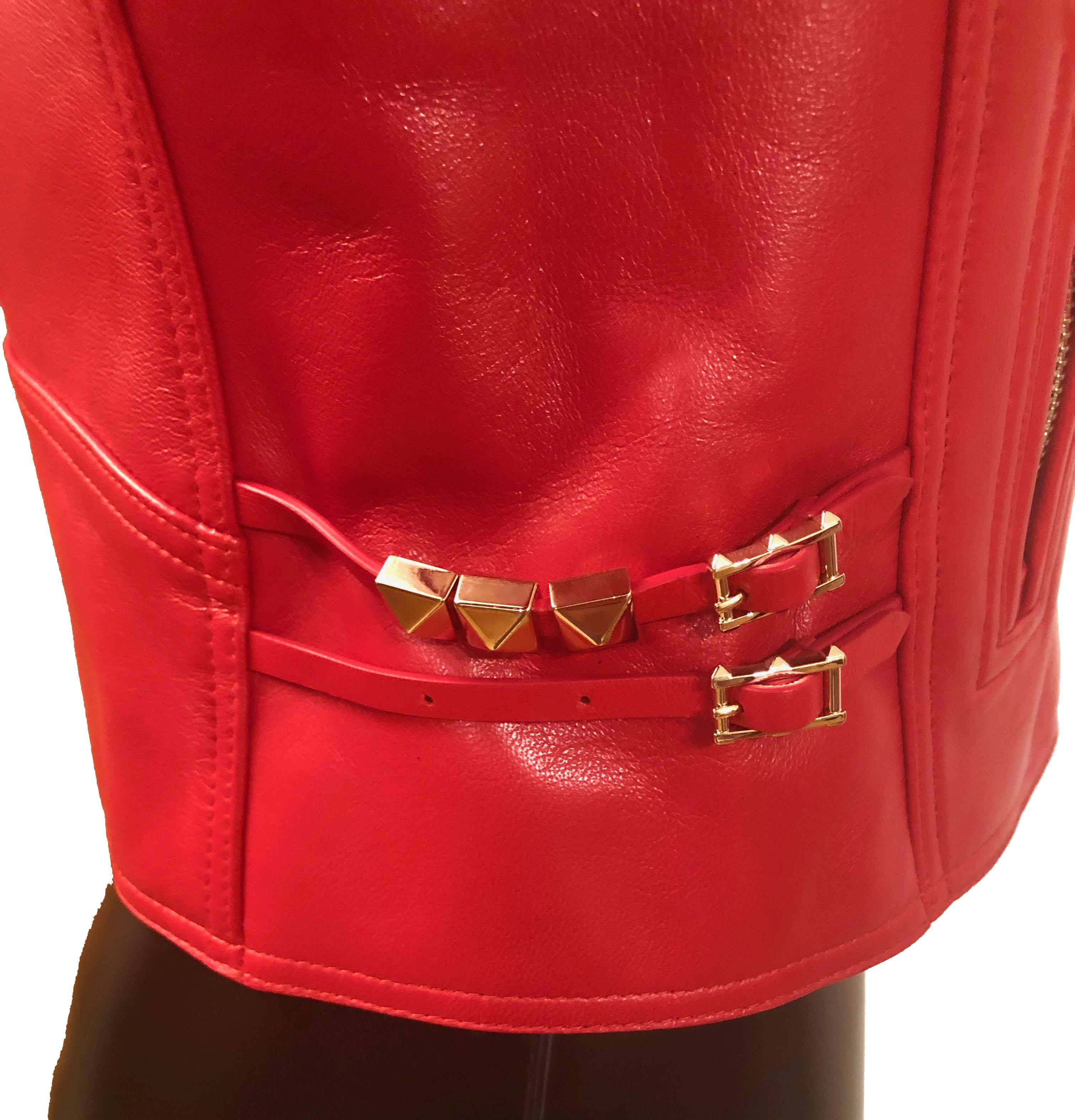 Women's or Men's Valentino Limited Edition Rouge Absolute Signature Leather Biker Jacket 