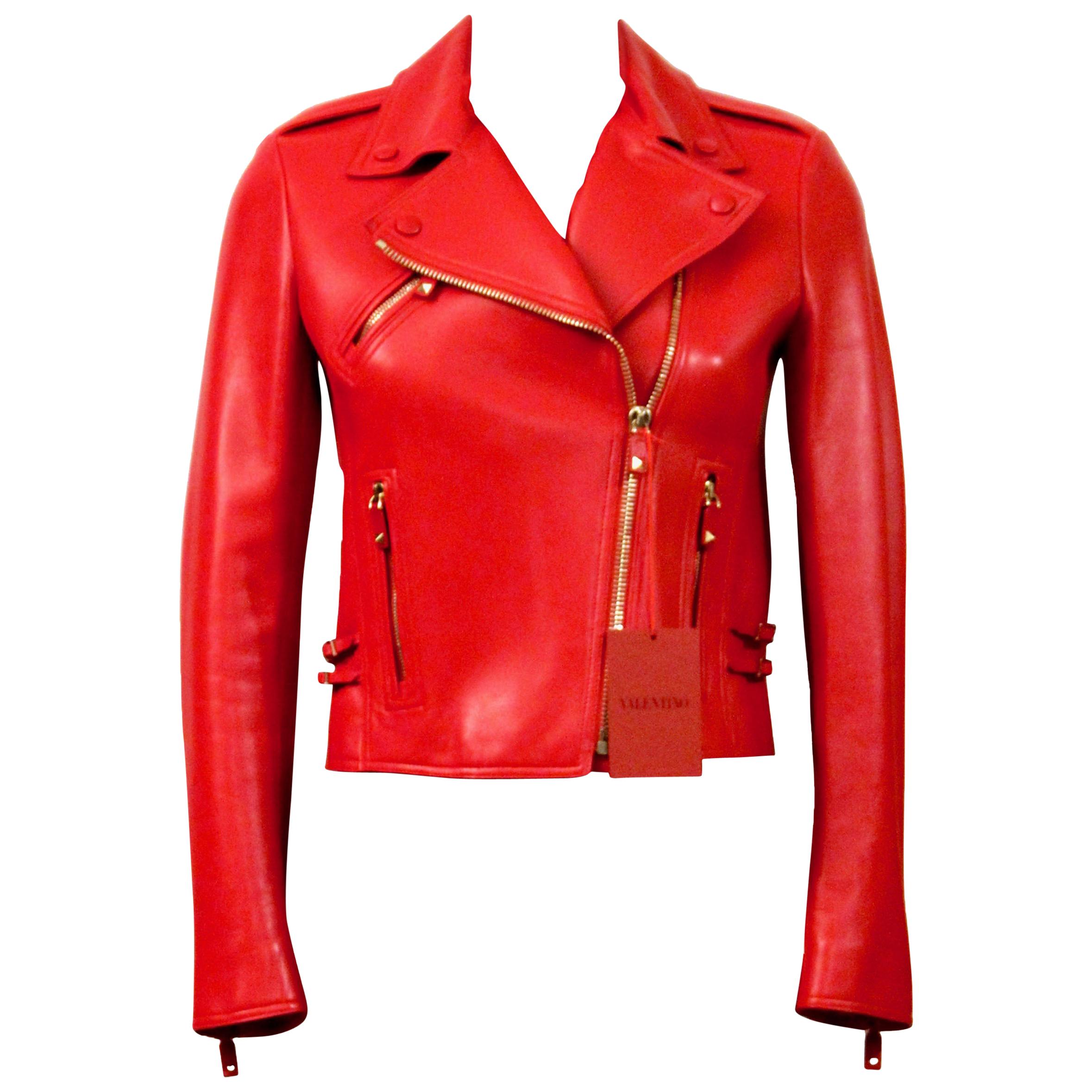 Valentino Limited Edition Rouge Absolute Signature Leather Biker Jacket 
