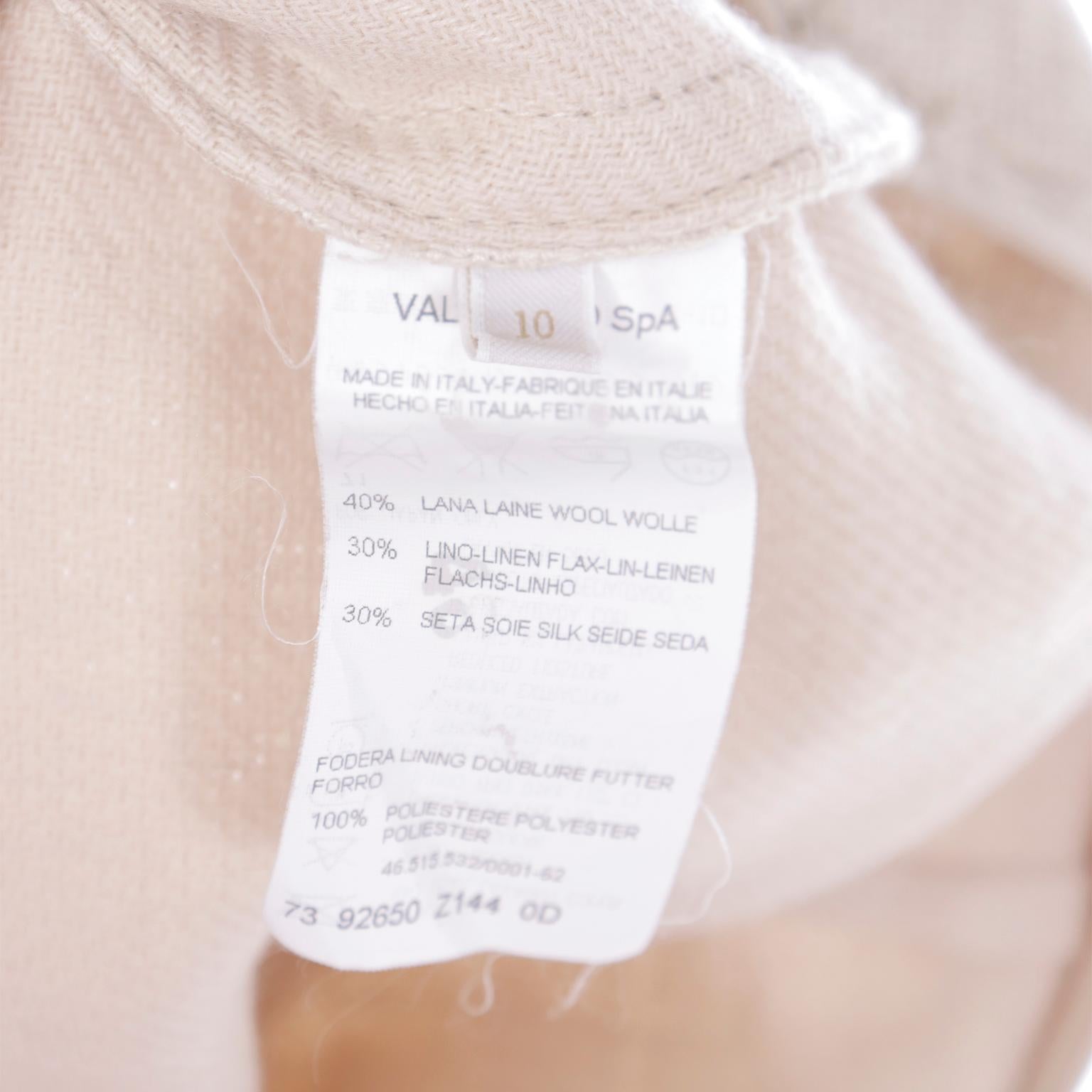 Valentino LInen Seiden-Wollmischung-Hose mit hoher Taille und neutral gewebter Hose im Angebot 3