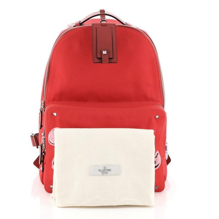 Valentino Logo Backpack Canvas Large For Sale at 1stdibs