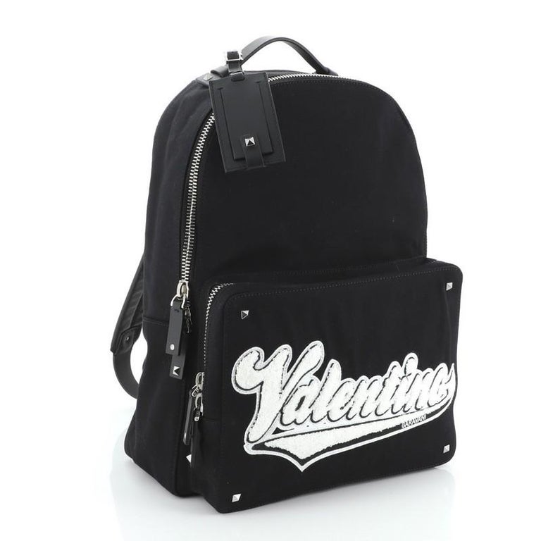 Valentino Logo Backpack Canvas with Applique Medium For Sale at 1stdibs