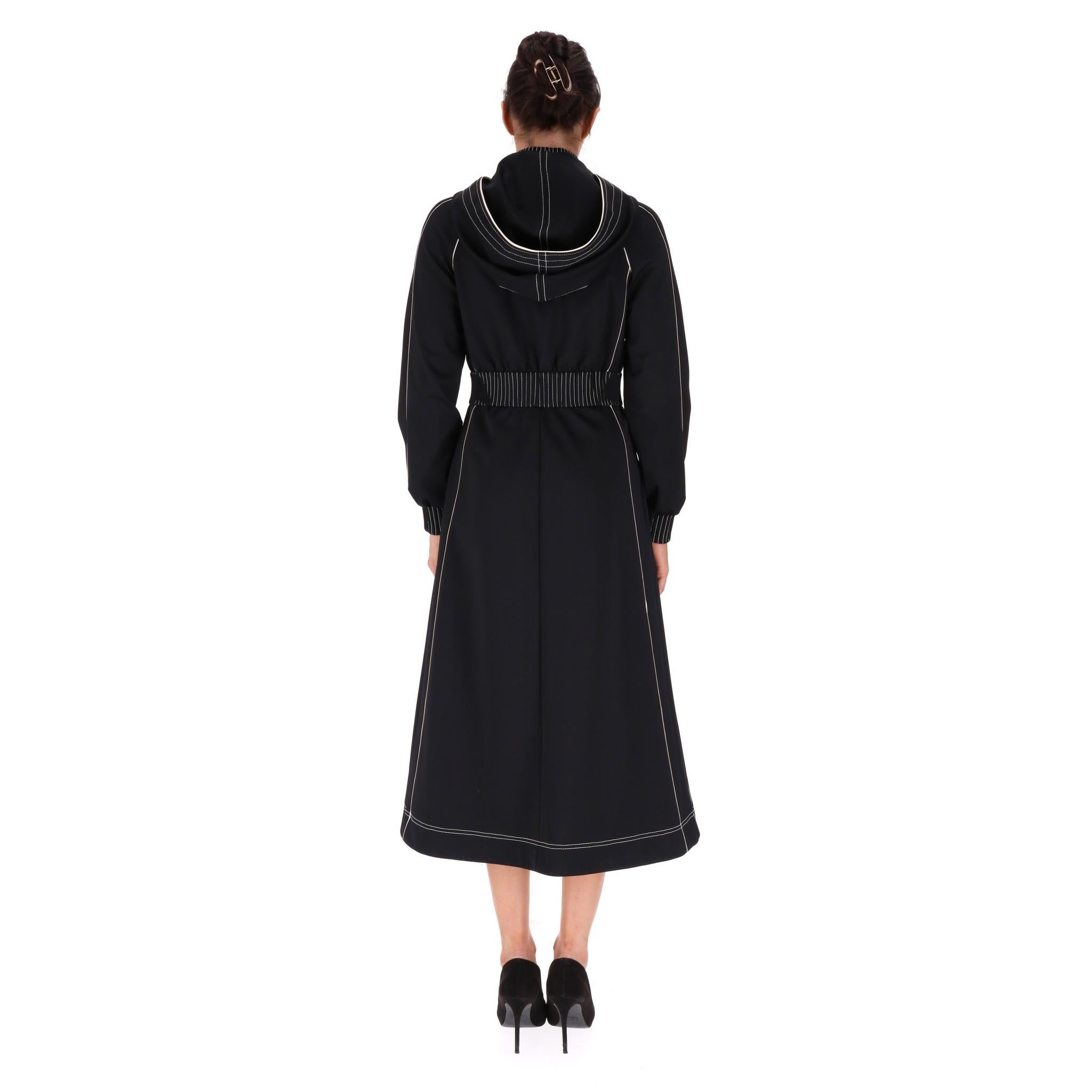 Valentino Logo Print Zip Front Dress With Hood In Excellent Condition In London, GB