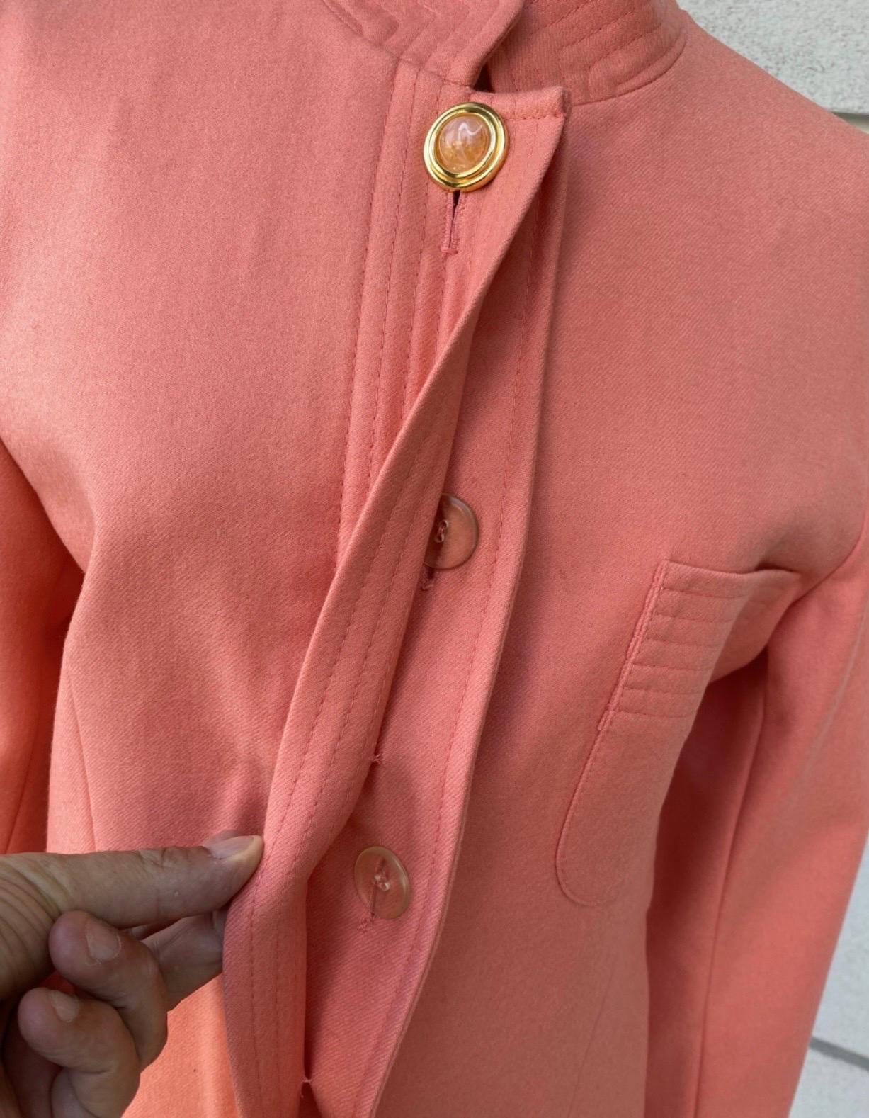 Valentino long peach pink wool vintage Jacket For Sale 1