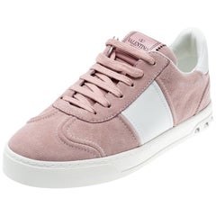 Valentino Loto/Bianco Suede and Leather Flycrew Lace Up Sneakers Size 37.5