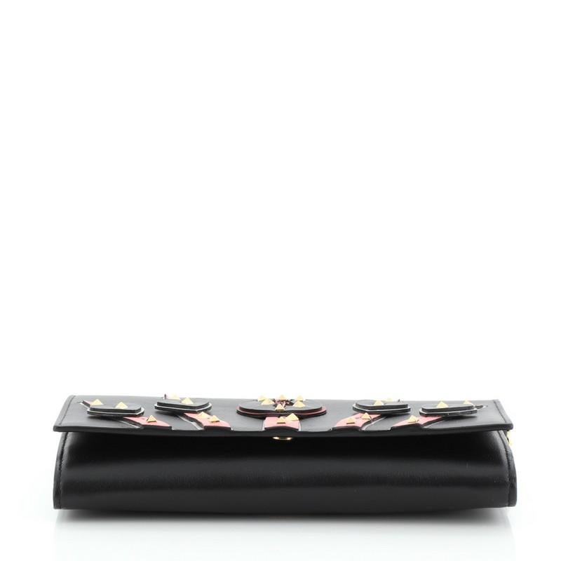 Black Valentino Love Blade Chain Wallet Leather with Applique and Micro Rockstuds