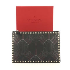 Valentino Love Blade Zipped Pouch Printed Leather Large