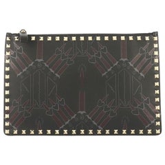 Valentino Love Blade Zipped Pouch Printed Leather Large