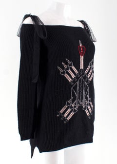 Valentino Love Blades Off-Shoulder Cashmere Blend Jumper Size S