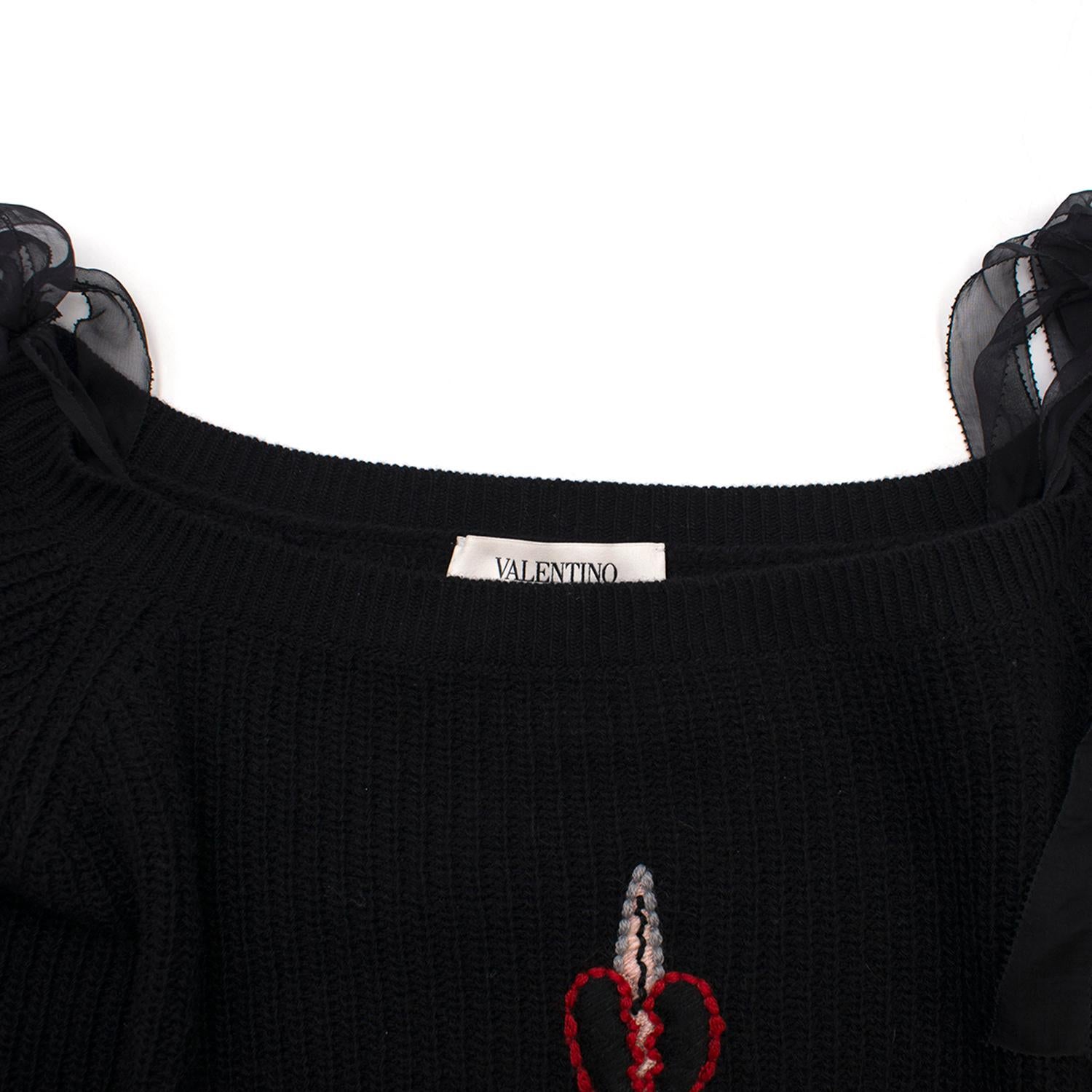 Valentino Love Blades Off-Shoulder Cashmere Blend Jumper Size S In Good Condition In London, GB