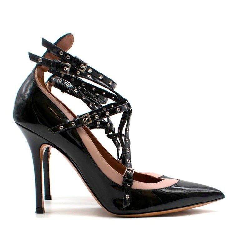 Valentino 'Love Latch' eyelet-embellished patent-leather pumps US 9.5 ...